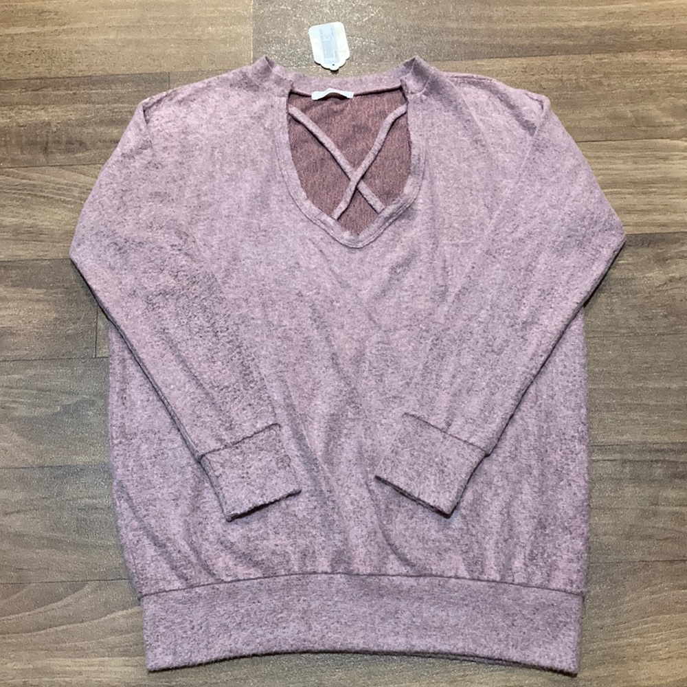 Cherish lavender fuzzy drop shoulder long sleeved sweater size Small